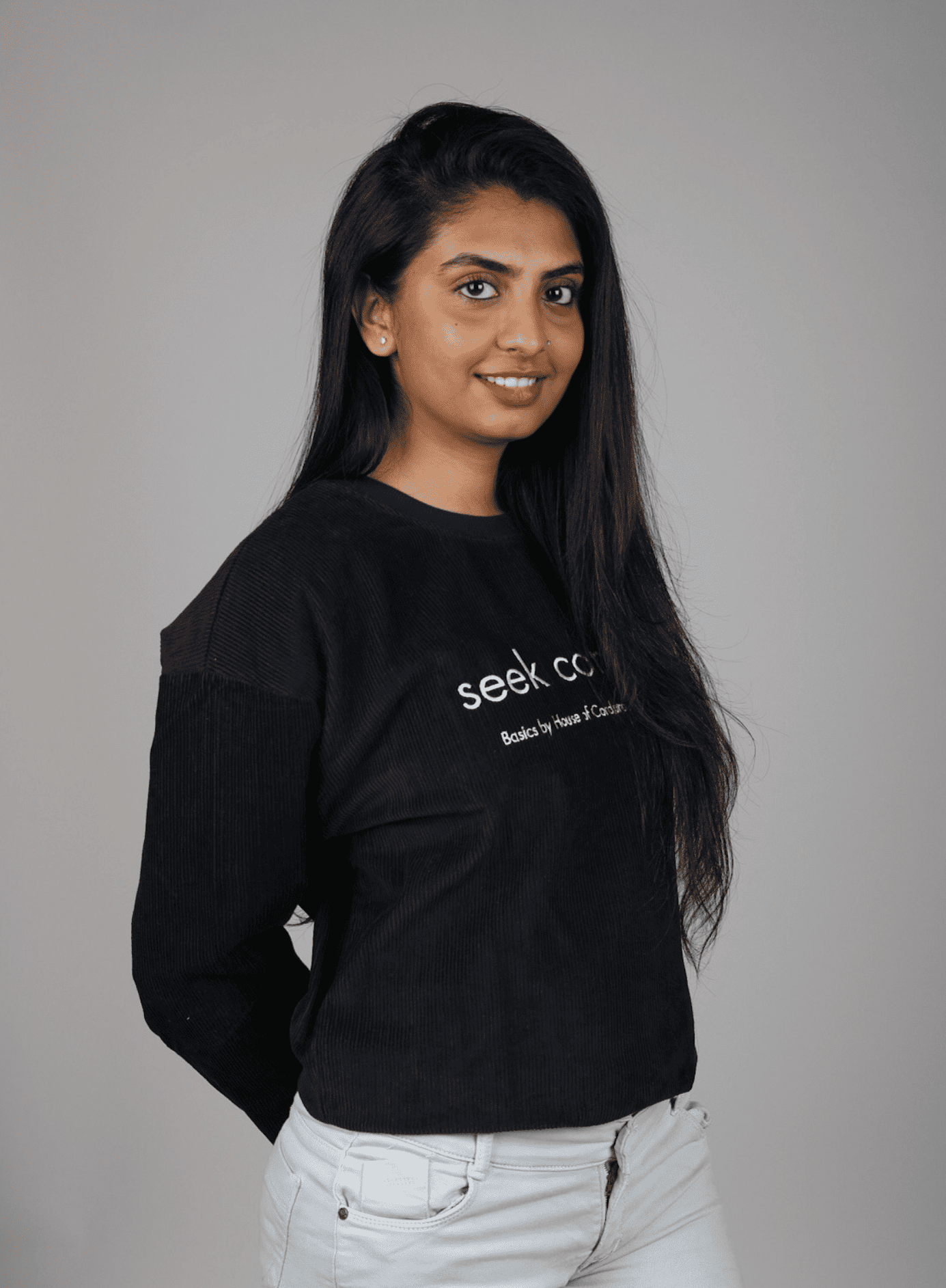 Full Sleeve Corduroy Sweatshirt Navy Blue 1