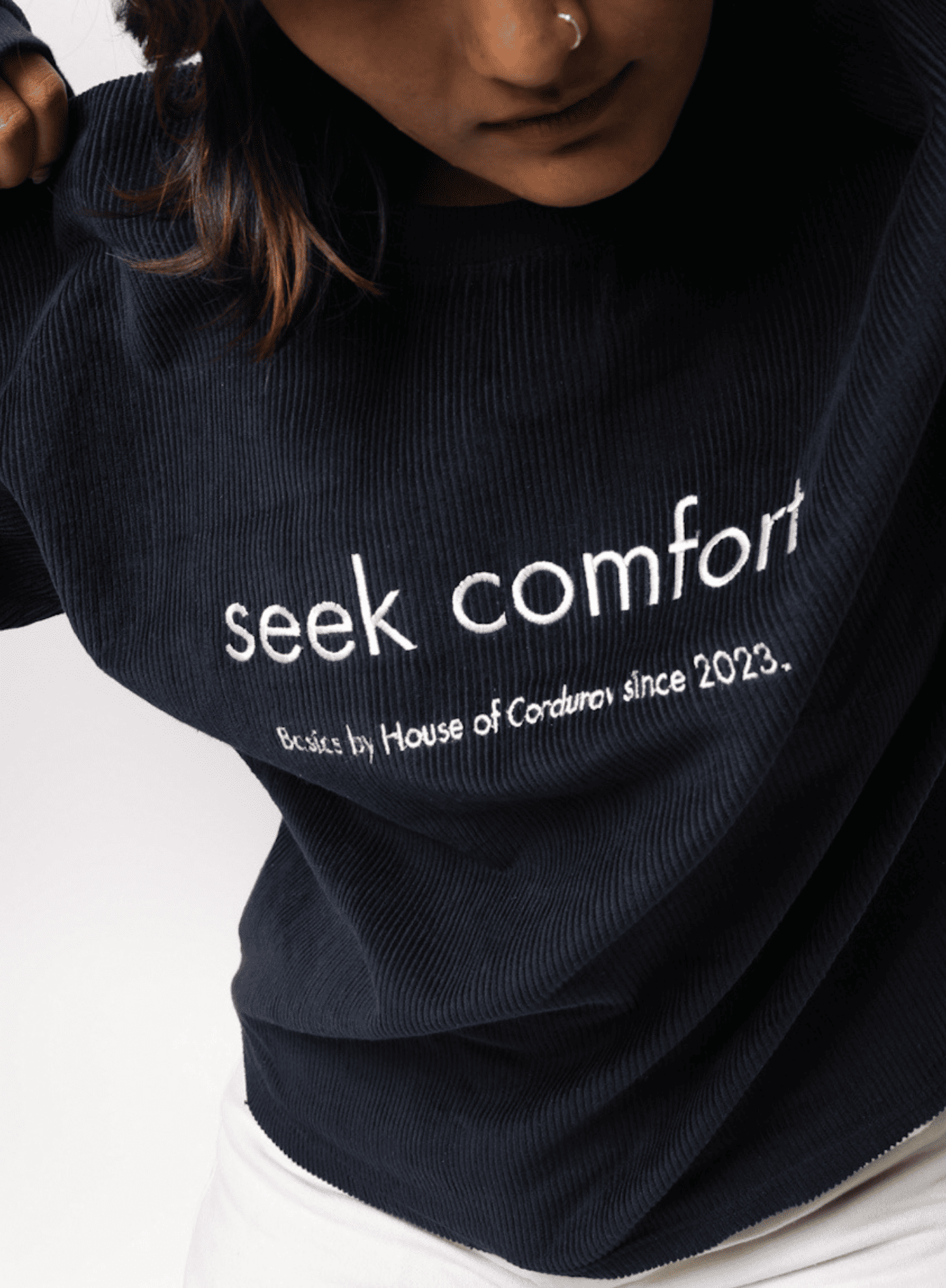 Full Sleeve Corduroy Sweatshirt Navy Blue 4