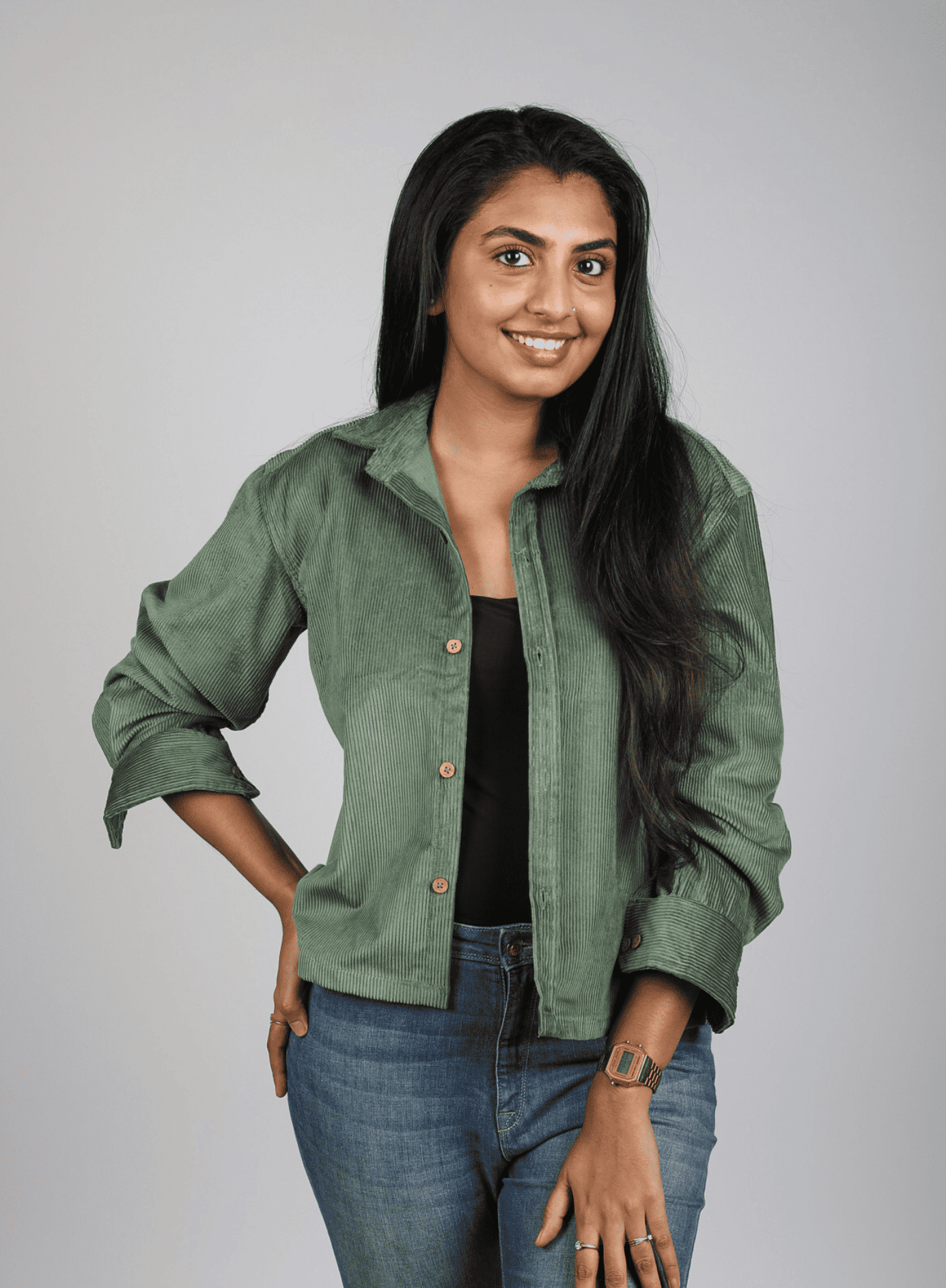 Full Sleeve Cropped Women's Shirt Light Green 1