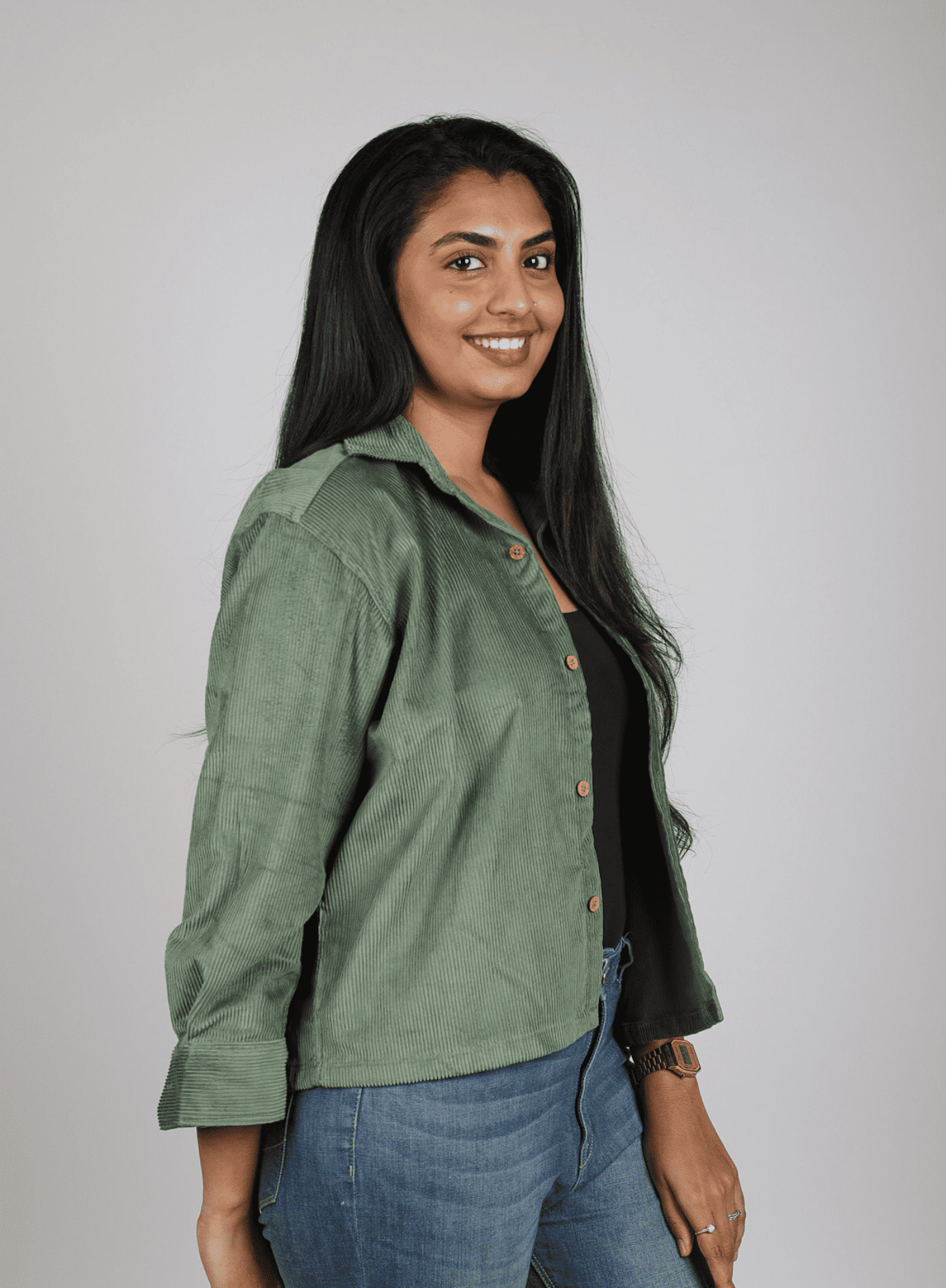 Full Sleeve Cropped Women's Shirt Light Green 2