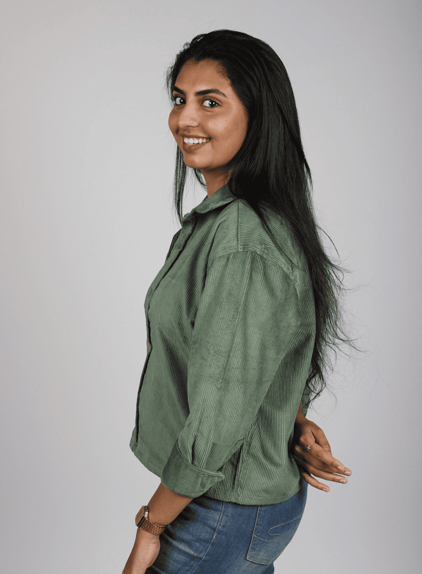 Full Sleeve Cropped Women's Shirt Light Green 2