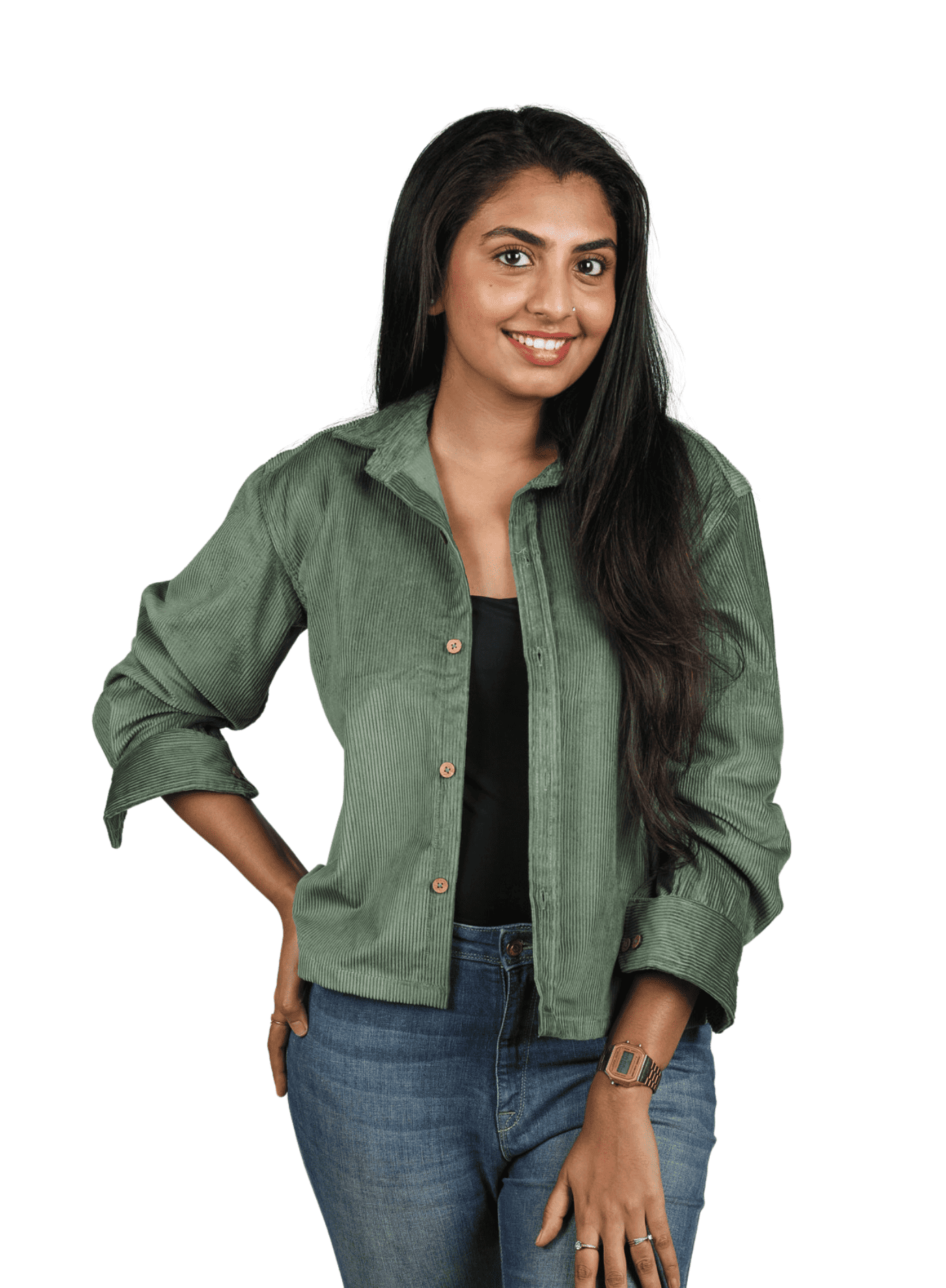 Full Sleeve Cropped Women's Shirt Light Green 4