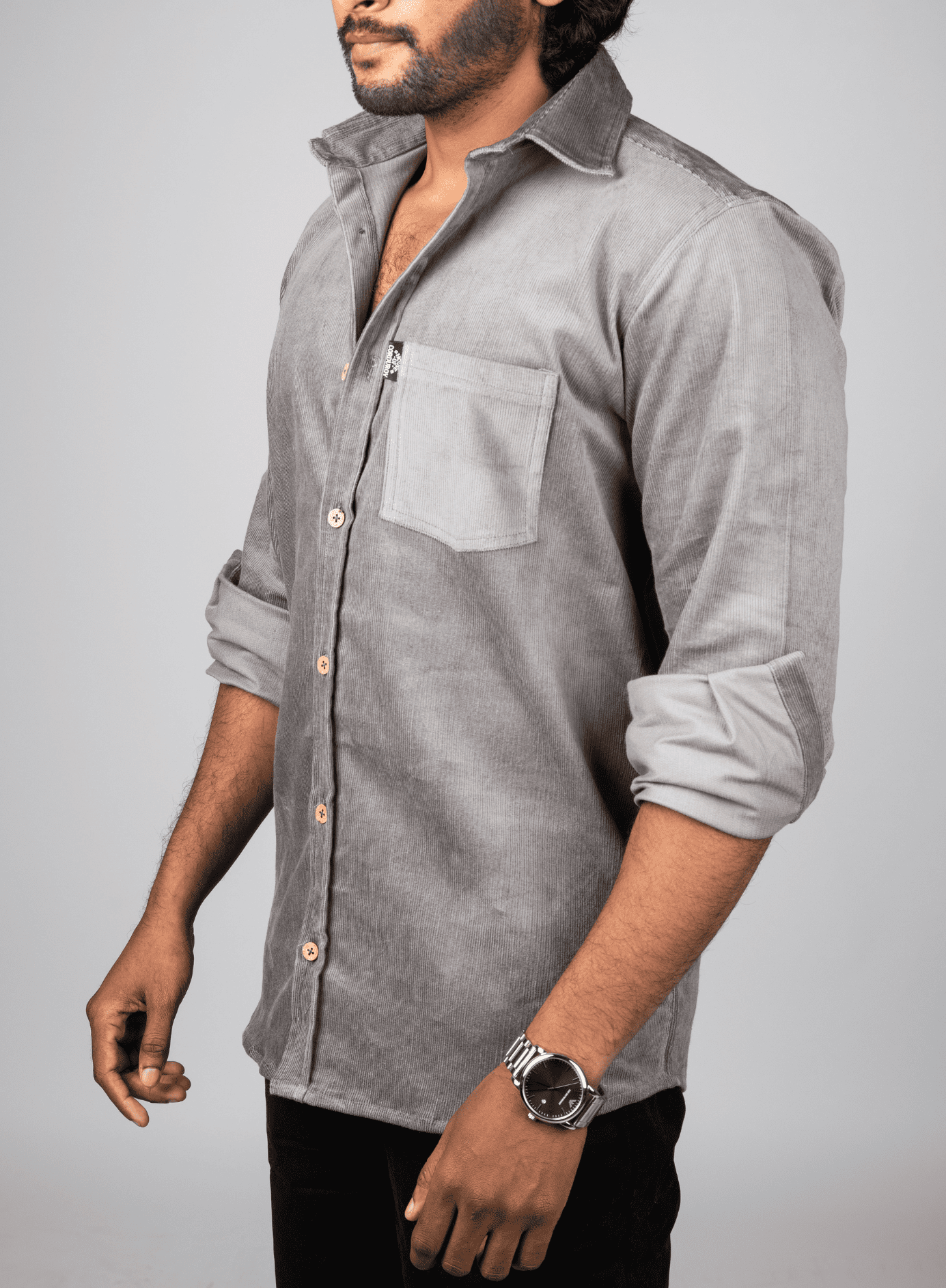 Full Sleeve Corduroy Shirt Grey 3