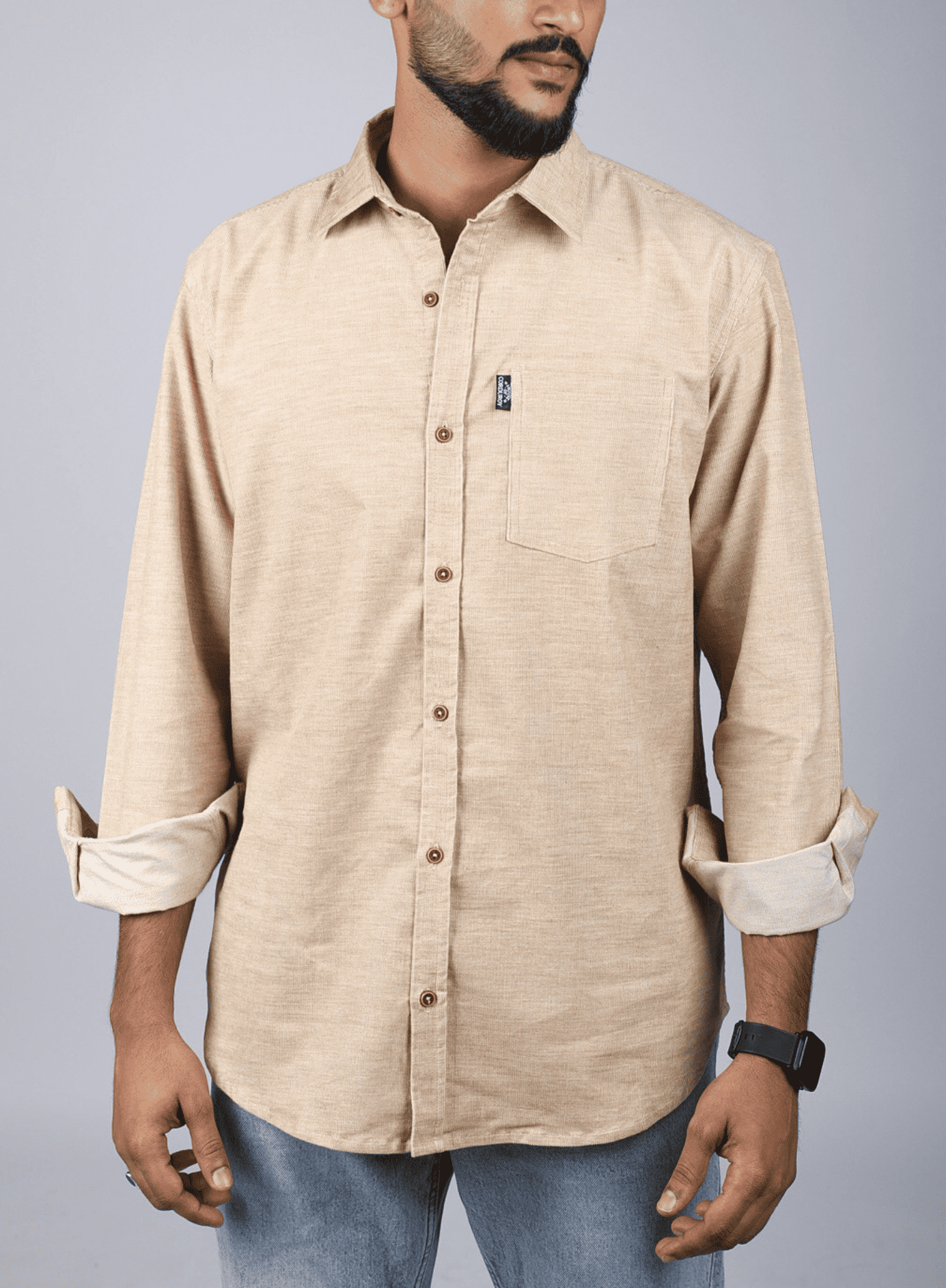 Full Sleeve Shirt with Single Pocket Light Brown 1