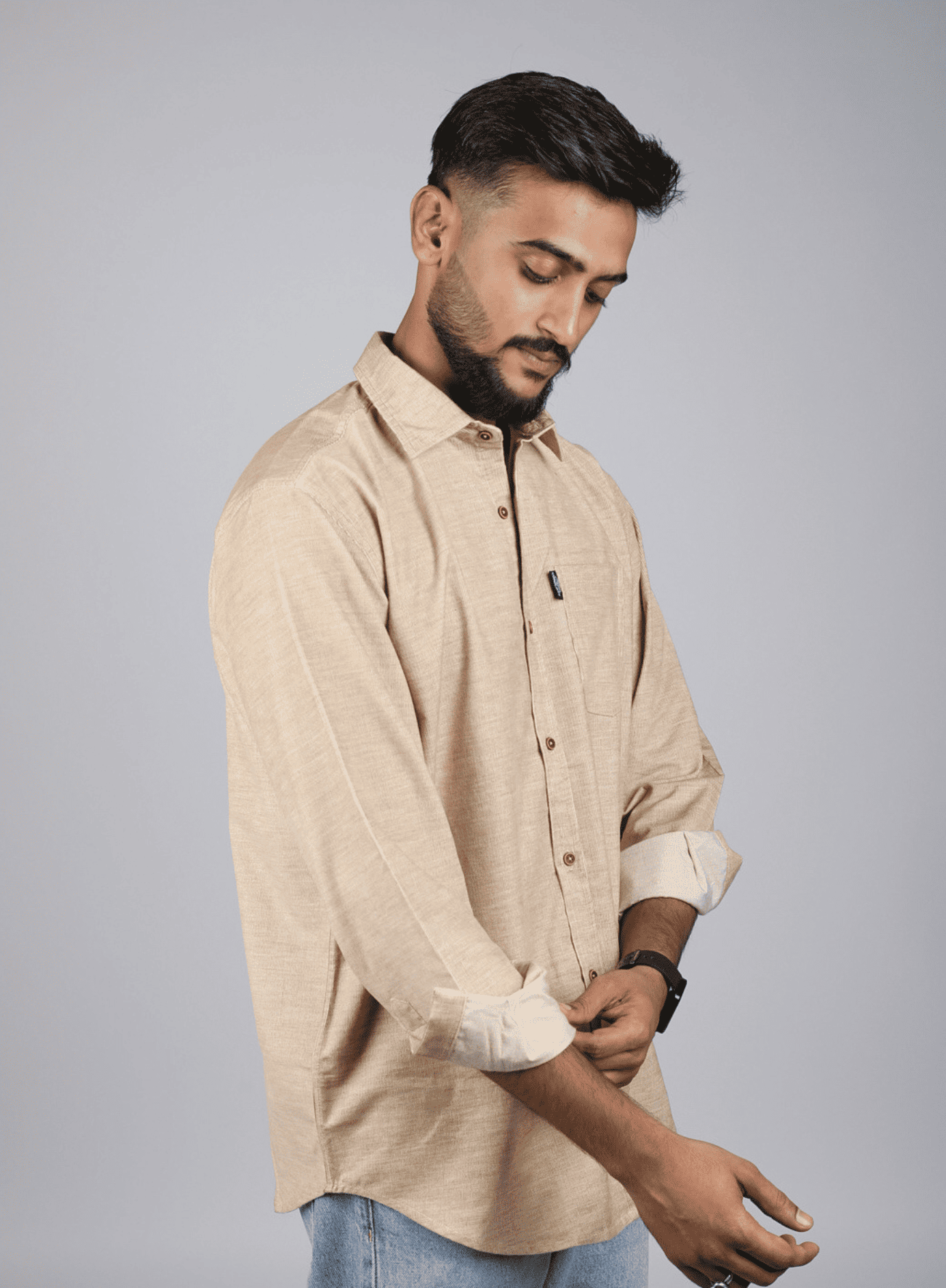 Full Sleeve Shirt with Single Pocket Light Brown 1