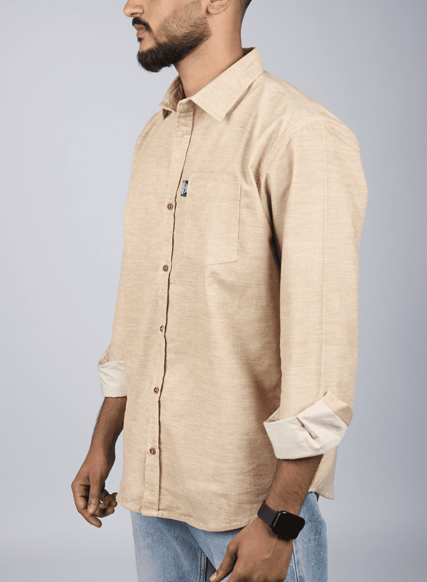 Full Sleeve Shirt with Single Pocket Light Brown 3