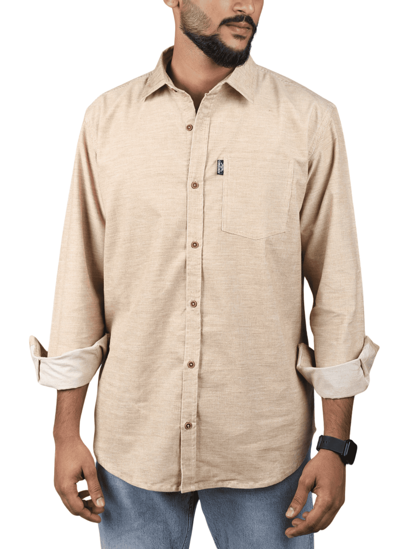 Full Sleeve Shirt with Single Pocket Light Brown 4