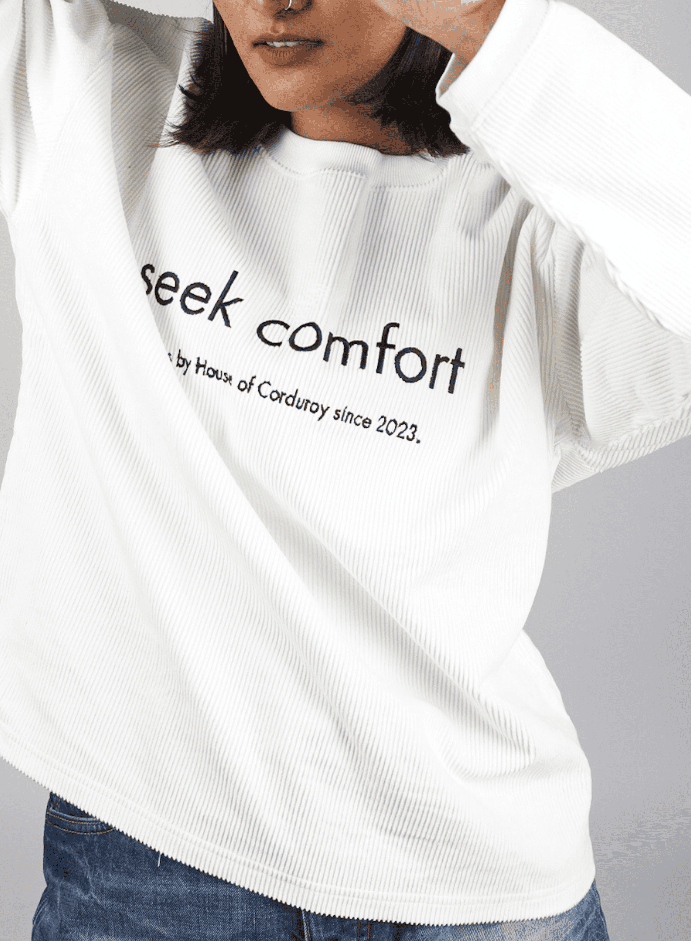 Full Sleeve Crewneck Sweatshirt White 4