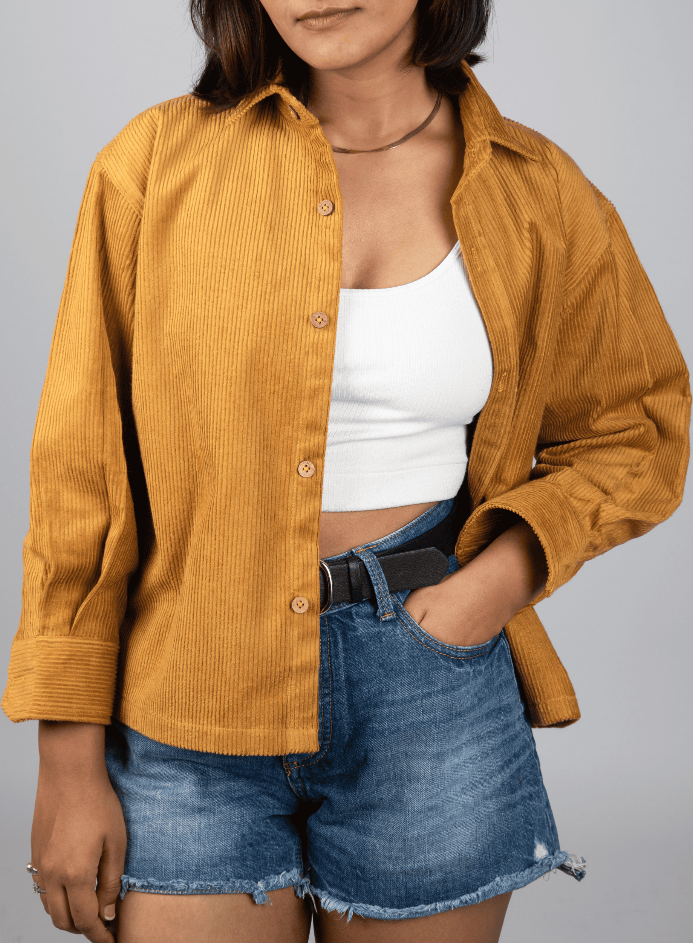 Full Sleeve Women's Shirt No Pockets Yellow Ochre1