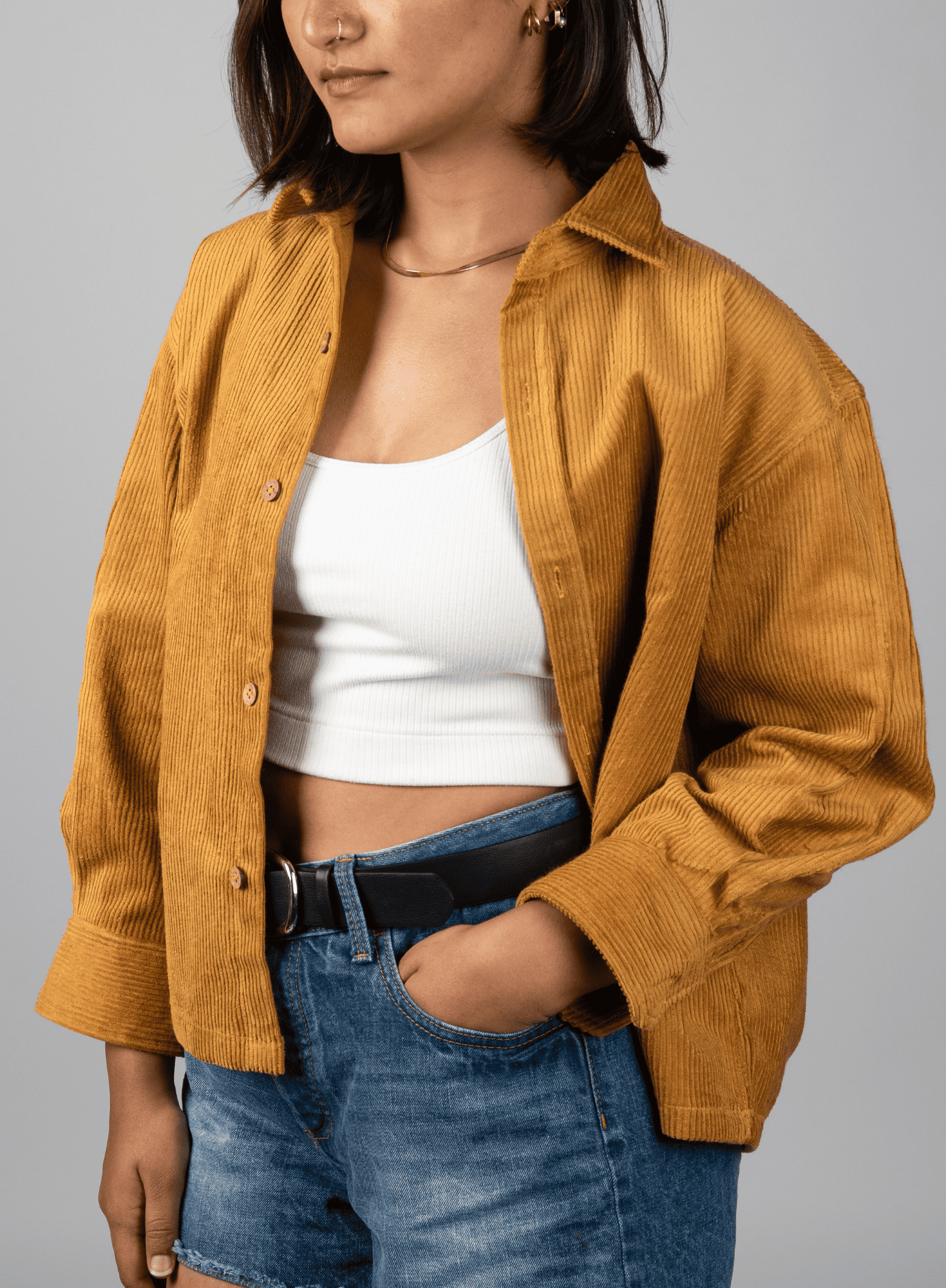 Full Sleeve Women's Shirt No Pockets Yellow Ochre2