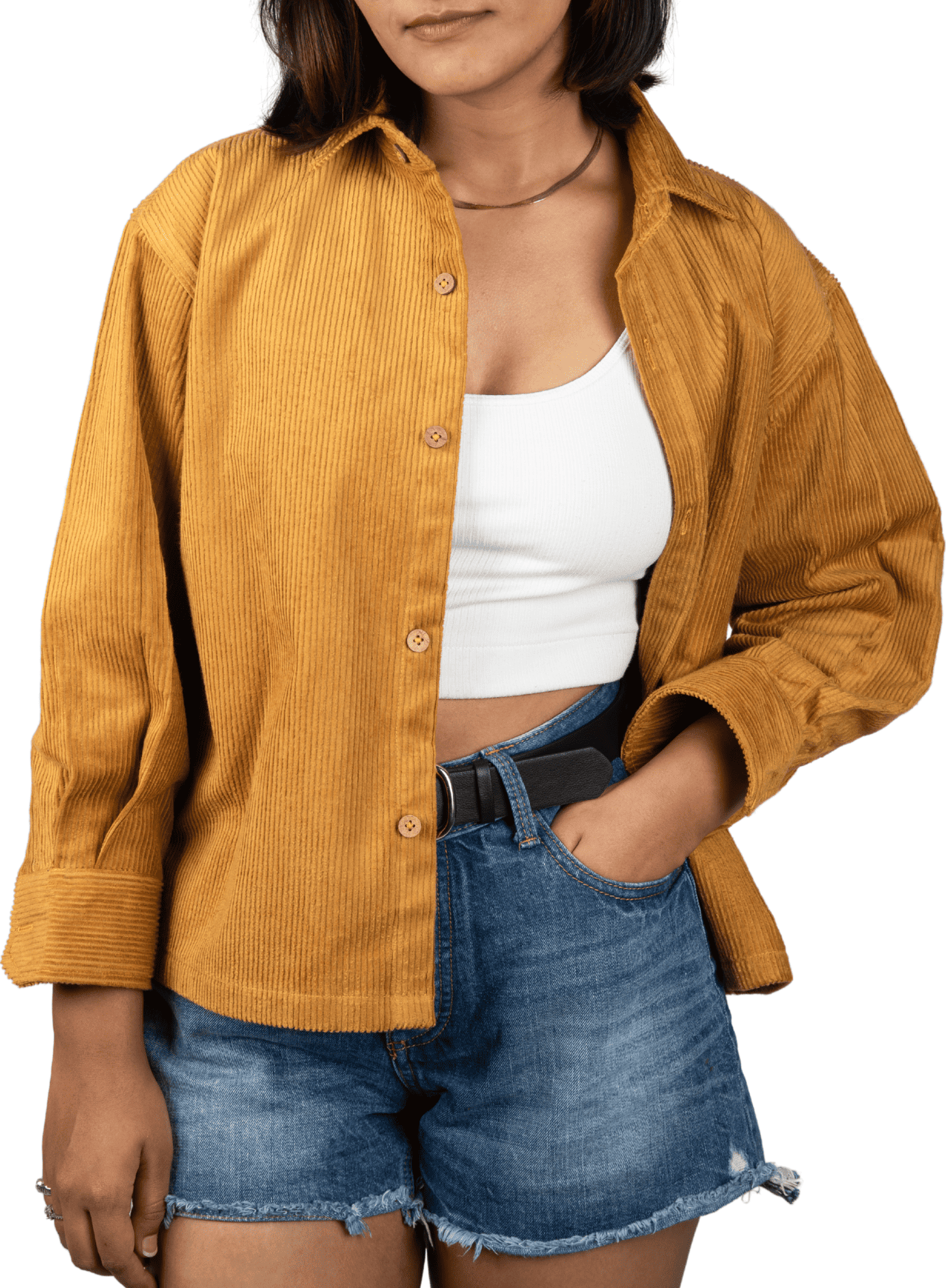 Full Sleeve Women's Shirt No Pockets Yellow Ochre4