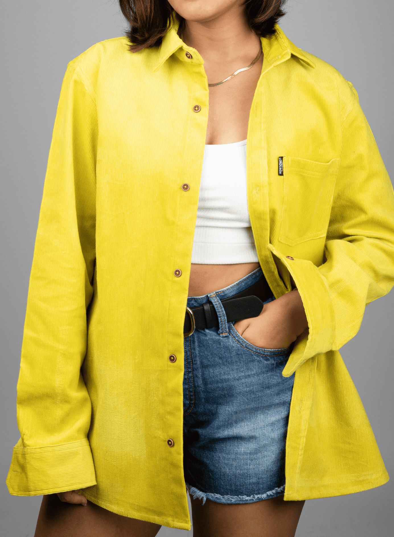 Full Sleeve Women's Shirt Single Pocket Yellow 1