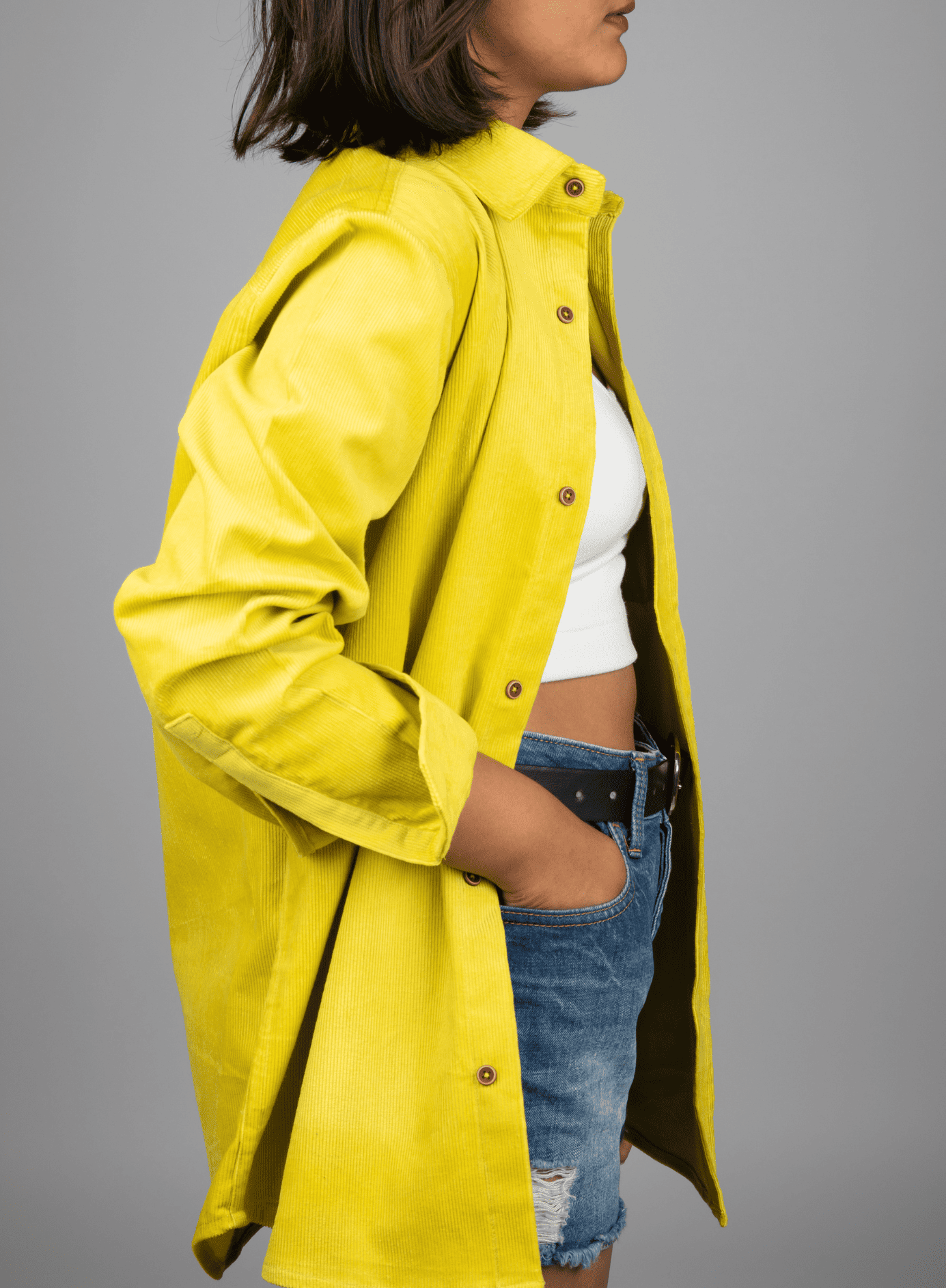 Full Sleeve Women's Shirt Single Pocket Yellow 3