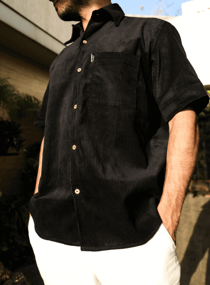House Of Corduroy Half Sleeve Shirt (Black) 3