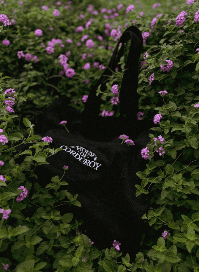 Midnight Black Luxe Corduroy Tote Bag 4