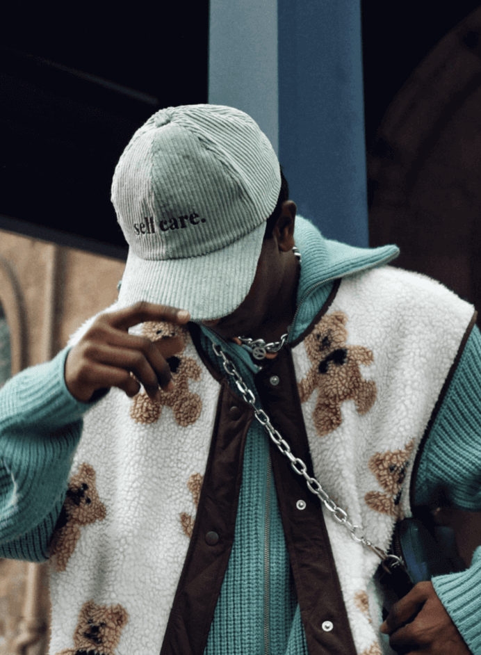 Self Care Silt Green Corduroy Cap 3