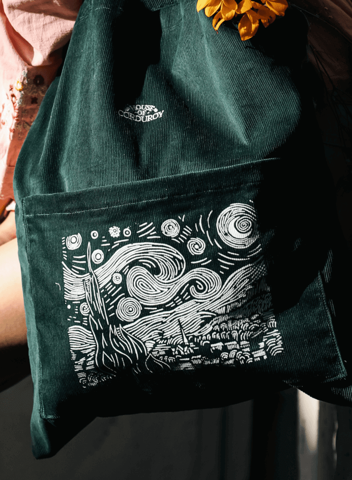 Van Gogh’s Starry Night on Mossy Chic Corduroy 4